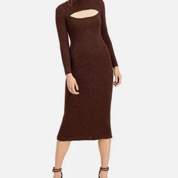 NWOT LUCY PARIS Carolyn Brown Glitter Fall Dress Small - Picture 2 of 5